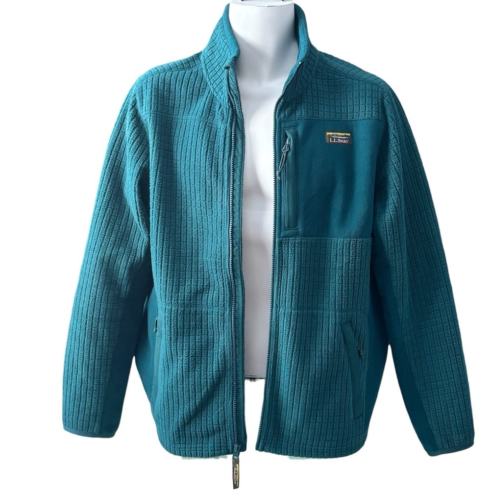 L.L. Bean Explorer Men’s Grid Fleece Jacket - Green/Teal Gorpcore, M Reg